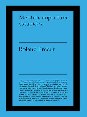 cover image of Mentira, impostura y estupidez